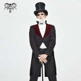 Ct173 Gothic Black And Red Bloody Embroidered Men Coat