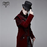 Gorgeous Gentlemen Stand Collar Red Gothic Velveteen Coat