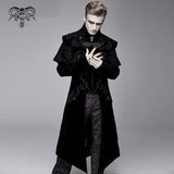 Hand Embroidered Cape Collar Black Velveteen Gothic Coat For Men