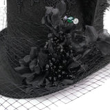 As082 Mesh Flower Feather Top Hat