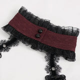 'Kiss Me Goodbye' Gothic Off-Shoulder Peplum Top (Red)