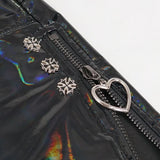 ‘Despair Rid-den' Punk Iridescent PU Leather Shorts