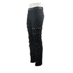 Asymmetric Loops Ragged Black Men Punk Rock Broken Holes Bandage Trousers