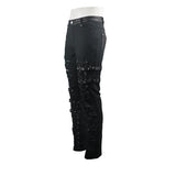 Asymmetric Loops Ragged Black Men Punk Rock Broken Holes Bandage Trousers