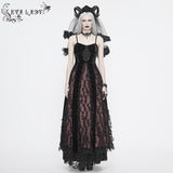 Eskt032 Burgundy Gothic Sling Dress