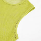 'Caution' Punk Mesh Tank Top (Yellow Ledbetter)