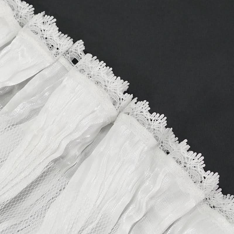 As07602 Unisex Gothic White Pleated High Neck Collar