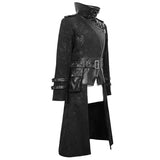 Winter Military Uniform Open Collar Printed Punk Men Belted Long Coat With Bag