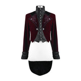 Gothic Palace Embroidered Metal Rivets Wine Dovetail Coat For Men