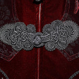 Gorgeous Gentlemen Stand Collar Red Gothic Velveteen Coat