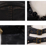 Spring Biker Bronze Bared Breast Wave Collar Lady Steampunk Leather Short Vests