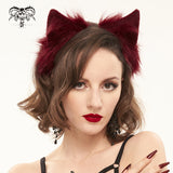 Bandeau oreilles de chat en peluche 'Neko' (Rubis)