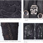 Daily Leather Palm Broken Holes Coated Knit Punk Women Leggings