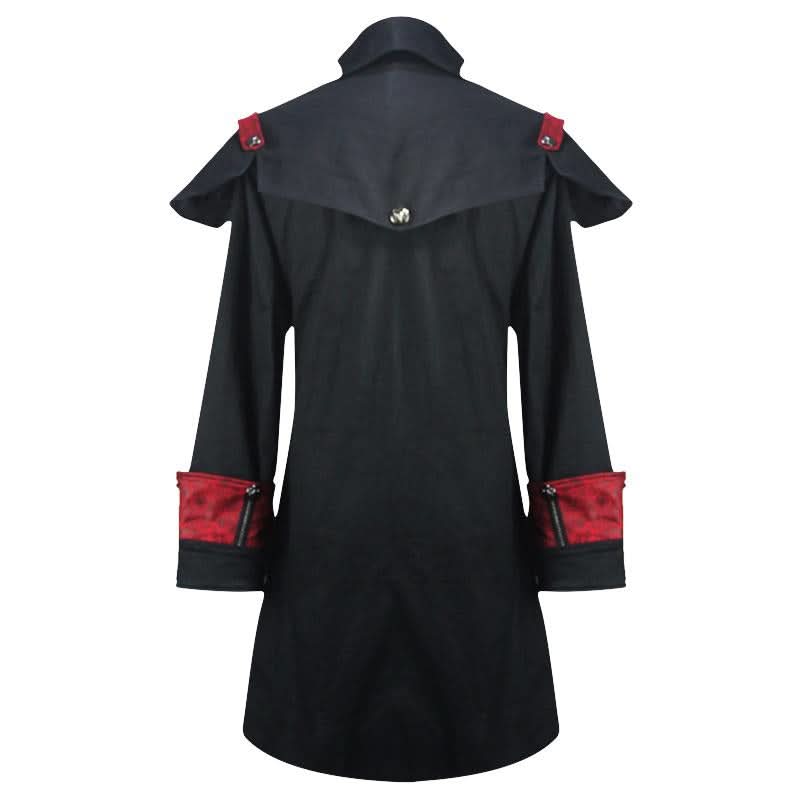 Punk Black And Red Chain Shape Ribbons Game Men Long Coat