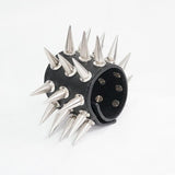 Punk Unisex Heavy Metal Wide Multi Row Spiked Leather Bracelet