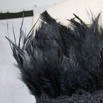 Gothic Wedding Strapless Feathered Sexy Short Velveteen Dress With Rose Lace Tail