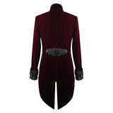 Gothic Palace Embroidered Metal Rivets Wine Dovetail Coat For Men