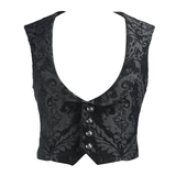 Punk Wedding Western Fashion Floral Pattern Black Men Gothic Short Waistcoat