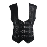 Parties Wearing Men Black Peach Hearts Jacquard Game Style Punk Waistcoats