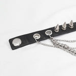 Punk Women Adjusted Size Spiked Leather Bracelet With Chains