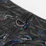 ‘Despair Rid-den' Punk Iridescent PU Leather Shorts