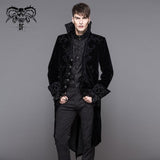 Men Black Gothic Hand Embroidered Fake Two Pieces Velvet Coats