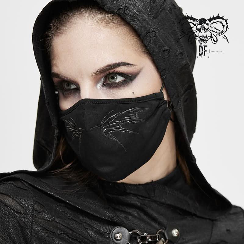 Devil Fashion Unisex 3D Wing Printing Punk Black Cotton Mask