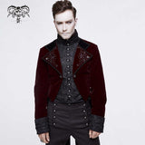 Gothic Palace Embroidered Metal Rivets Wine Dovetail Coat For Men