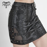 Skt126 Snakeskin Print Asymmetric Skirt