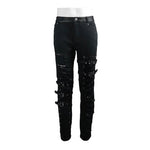 Asymmetric Loops Ragged Black Men Punk Rock Broken Holes Bandage Trousers