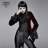 Autumn Red Women Gothic Party Paisley Jacquard Velvet Swallow Tailed Jackets