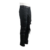 Asymmetric Loops Ragged Black Men Punk Rock Broken Holes Bandage Trousers