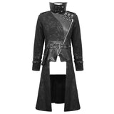 Winter Military Uniform Open Collar Printed Punk Men Belted Long Coat With Bag