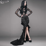 Short Front And Long Back Multi Layer Wavy Flounces Floor Length Gown Stretchy Half Skirts