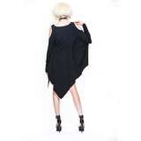 Daily Life Punk Women Black Bat Sleeve Off The Shoulder Modal Dress