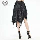 'Barbed Wire' Gothic Skirt With Distressed Hemline