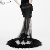 Feather Floor Length Gown Sexy Ladies Elastic Satin Half Fishtail Skirt With Flower