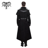 Gothic Men Fake Two Pieces High Collar Woollen Long Coats