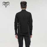 'Thisbe' Punk Long Sleeve Shirt With Nylon Straps (Charcoal)