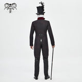 Ct173 Gothic Black And Red Bloody Embroidered Men Coat