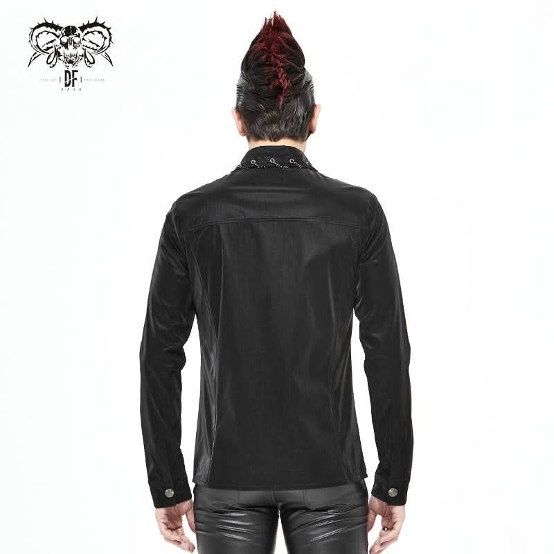 Sht066 Punk Chain Drawstring Men Shirts