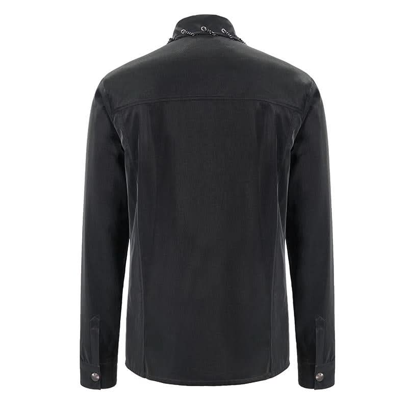 Sht066 Punk Chain Drawstring Men Shirts