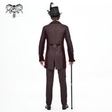 Ct17402 Wine Gothic Men Dress Coat