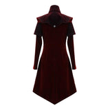 Gorgeous Gentlemen Stand Collar Red Gothic Velveteen Coat