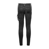 Patchwork Asymmetric Rivet Studded Punk Leather Men Trousers