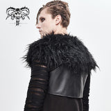 Hallowmas Darkness Punk Men Fur Shawl Short Leather Vests With Loops