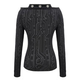 Tt148 Cyberpunk Print Flat Shoulder T Shirt