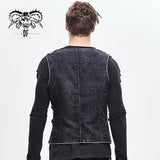 Band Asymmetric Punk Rock Men Black Waistcoats With Pockets