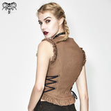 Summer Steampunk Zipper Up Sexy Women Short Waistcoats With Loops