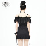 'Malady' Gothic Sling Dress/Blouse With Bardot Neckline